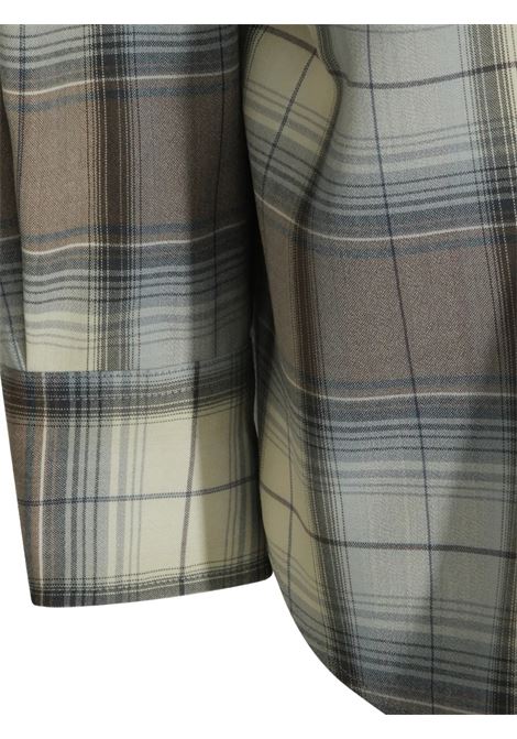 camicia super light wool uomo blu e grigia AURALEE | A26SS01LCBLUE GRAY CHECK